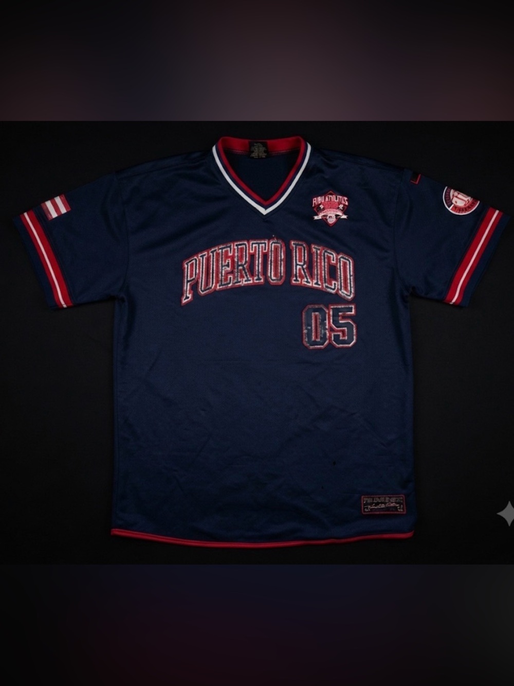 Vtg FUBU Puerto Rico 05 Baseball Jersey Mens XXL Blue Red Limited Edition 1992